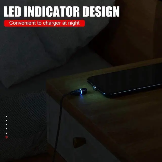 Alt view image 6 of 7 - 6.6FT / 2M Magnetic Charging Cable, 2 Pack Nylon Braided USB 3.A Fast Charging Cord with LED Light, Universal 3 in 1 Magnet Phone Charger Compatible with Micro USB, Type C Devices -6.6ft