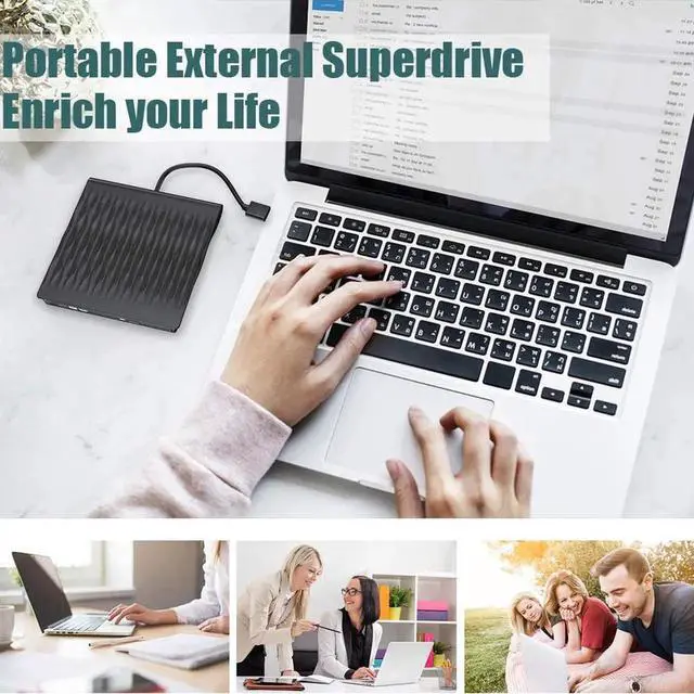 Alt view image 6 of 7 - WISDUM External CD DVD Drive, USB 3.0 Portable Burner Optical Drive CD RW DVD RW Superdrive Compatible for MacBook Pro Air iMac Laptop Notebook (Color: Black)