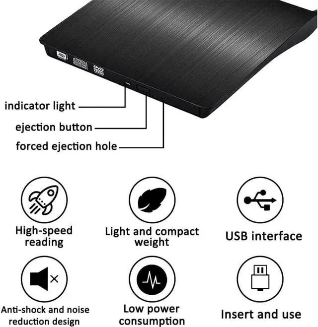 Alt view image 5 of 7 - External DVD CD Drive Burner, USB 3.0 Portable CD Player RW Writer Reader, Pop-up External ODD&HDD Optical Drive for Windows XP/2003/ Win 10/ Win 8/ Win 7/ Vista/Linux/Mac OS X system