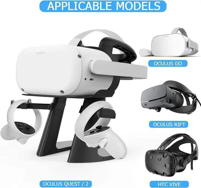 Alt view image 2 of 7 - WISDUM VR Stand, Headset Display Holder and Controller Holder Mount Station for Oculus Quest/Quest 2/Rift/Rift S/GO/HTC Vive/Vive Pro/Valve Index VR Headset and Touch Controllers