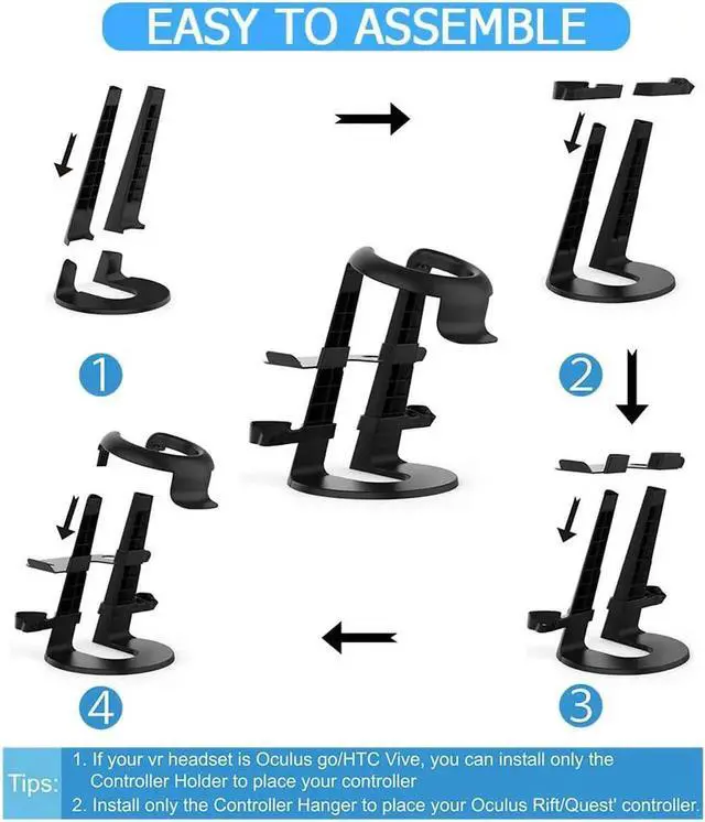 Alt view image 3 of 7 - WISDUM VR Stand, Headset Display Holder and Controller Holder Mount Station for Oculus Quest/Quest 2/Rift/Rift S/GO/HTC Vive/Vive Pro/Valve Index VR Headset and Touch Controllers