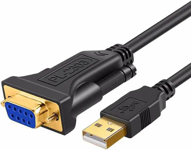 Main image of USB to RS232 Adapter with PL2303 Chip 3.3 FT, USB 2.0 to RS232 Female DB9 Serial Converter Cable for Cashier Register, Modem, Scanner, Digital Cameras, CNC, 1M Black