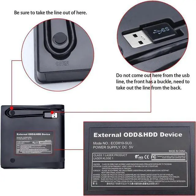 Alt view image 6 of 7 - External DVD CD Drive, USB 3.0 / USB Type C Ultra Slim Drives CD DVD RW Player/DVD CD ROM Drive/Writer/Rewriter/USB CD DVD Burner Compatible with Mac MacBook Pro, Laptops Desktops