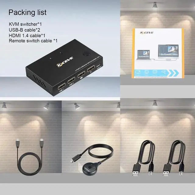 Alt view image 7 of 7 - Displayport HDMI KVM Switch, DP+HDMI 2 Port KVM Switch, HDMI and Displayport USB Switch for 2 Computers Share One Set Keyboard Mouse Printer and One Monitor, 4K @30Hz with DP to HDMI Function