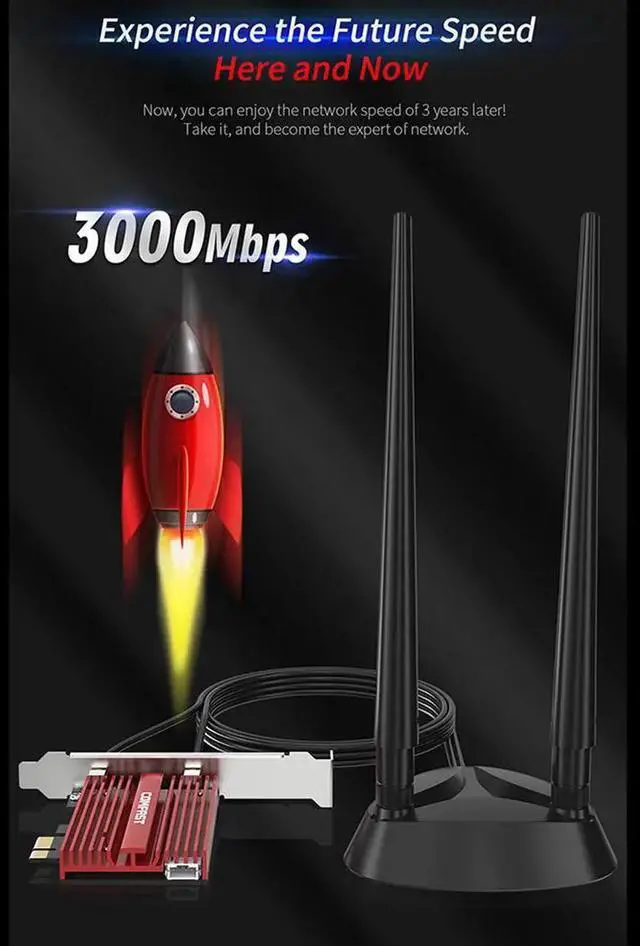 Alt view image 3 of 7 - Dual band 3000Mbps Wifi 6 AX200NGW PCI-E 1X Wireless Adapter 2.4G/5Ghz 802.11ac/ax Bluetooth 5.0 For Win10 AX200 WiFi Network Card