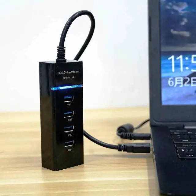Alt view image 4 of 7 - WISDUM USB HUB 3.0 Powered Ultra Slim 4 Ports Super Speed Mini Smart Charger Charging Port Compact External AC Power Adapter Mac Mini, PC, Laptops