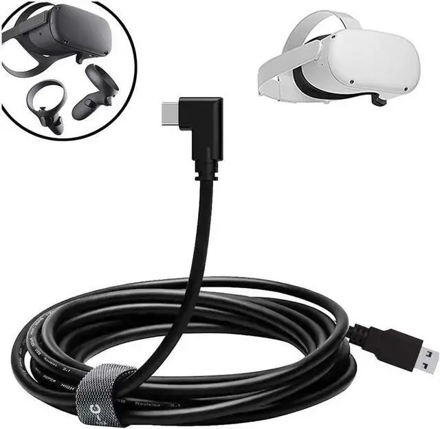 Main image of WISDUM Oculus Quest 2 Cable (16FT/5M), Type C USB 3.1 Gen 1 Type C Stable Data Transmission 5 Gigabits Per Second and Fast Charging Link Cable for Oculus Quest and All Type C Devices, Black
