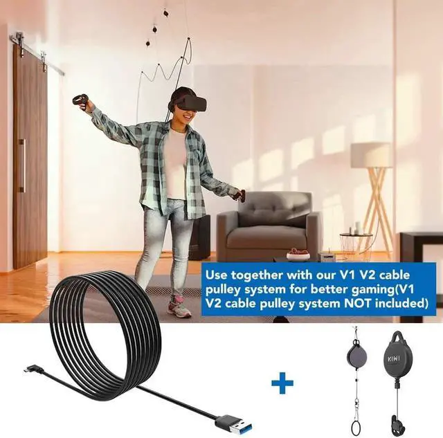 Alt view image 7 of 7 - WISDUM Oculus Quest 2 Cable (16FT/5M), Type C USB 3.1 Gen 1 Type C Stable Data Transmission 5 Gigabits Per Second and Fast Charging Link Cable for Oculus Quest and All Type C Devices, Black