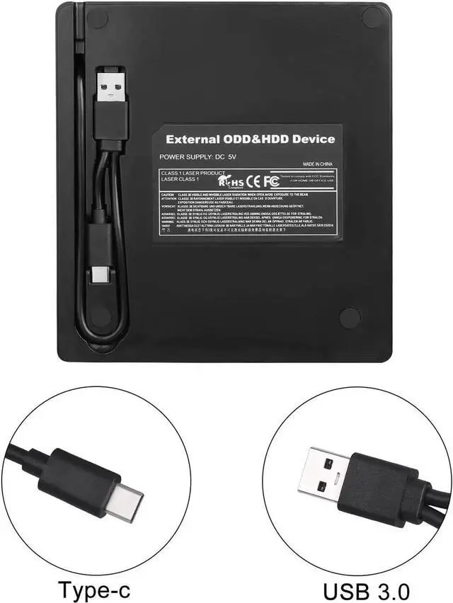 Alt view image 7 of 7 - External CD DVD Drive, USB 3.0 & Type-C CD-RW DVD-R Combo DVD Burner with SD/TF Slot, 2x USB 2.0 Port CD/DVD Drive for PC Laptop Computer Mac Windows 10/8/7
