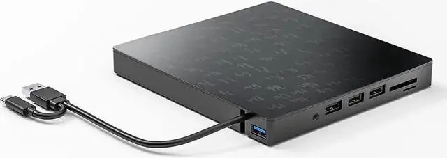 Alt view image 6 of 7 - External CD DVD +/-RW Drive with SD/TF Memory Card Slot and USB Ports, 7 in 1 USB 3.0 Type C Portable CD/DVD Player Burner Reader Writer External DVD Drive for Laptop PC Windows 11/10, Linux, MacOS