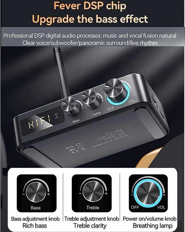 Alt view image 3 of 7 - Bluetooth 5.1 Transmitter Receiver for TV, 4-in-1 Wireless Bluetooth Adapter with Optical AUX RCA 6.5 Mic Connection, Low Latency NFC Audio Adapter with FM Radio Simultaneously for Home Party KTV