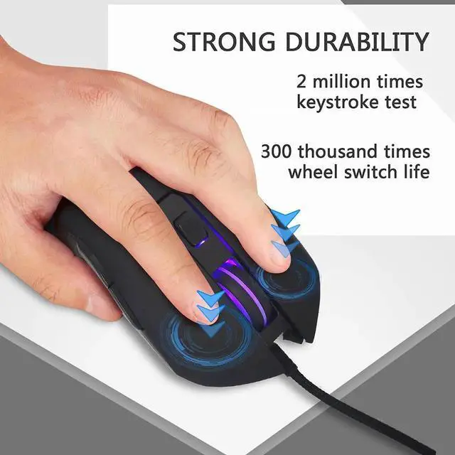 Alt view image 4 of 6 - Gaming Mouse Wired, USB C Silent Click with RGB Backlit Optical Type C Computer Game Mice Ergonomic with 2400 DPI 6 Programmable Buttons 4 Shooting for PC Windows Laptop Desktop Mac (Black)