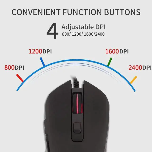Alt view image 2 of 6 - Gaming Mouse Wired, USB C Silent Click with RGB Backlit Optical Type C Computer Game Mice Ergonomic with 2400 DPI 6 Programmable Buttons 4 Shooting for PC Windows Laptop Desktop Mac (Black)