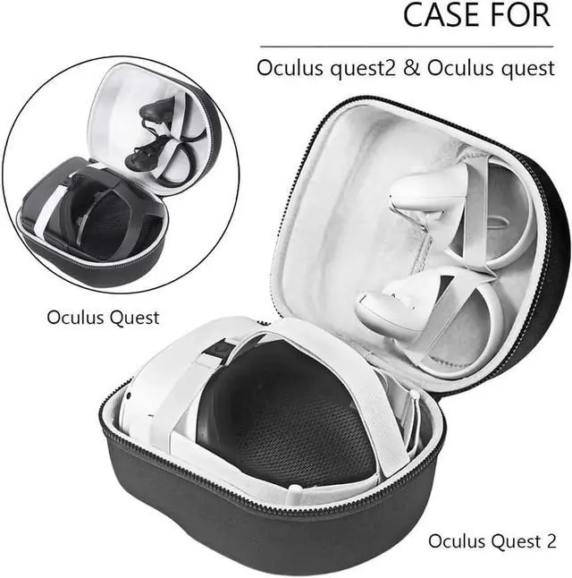 Alt view image 3 of 7 - WISDUM Carry Case for Oculus Quest 2/Oculus Quest All-in-one VR Gaming Headset Travel Case Protective Bag High Capacity Storage Cover for Gaming Touch Controllers, Charge Cable and Adapter (Black)