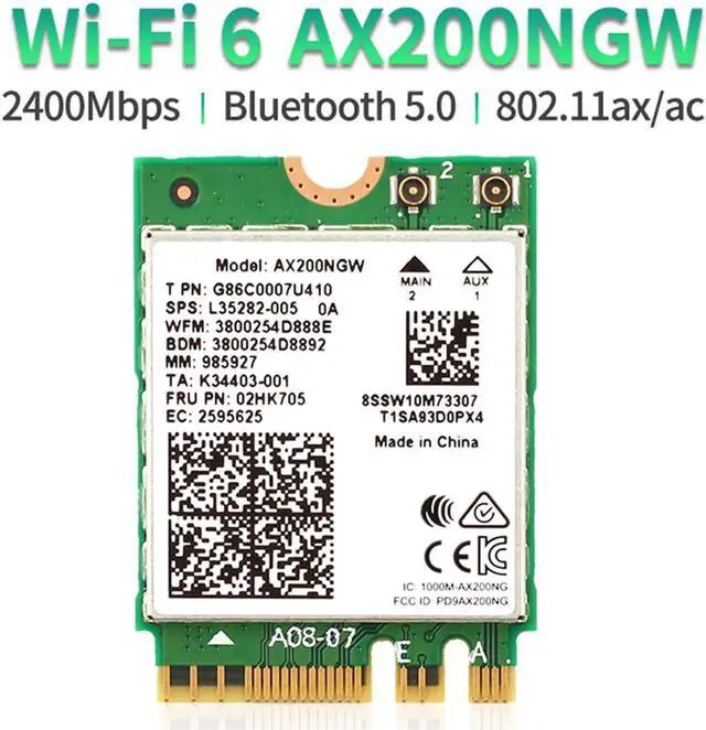 Main image of Dual band 2.4Gbps Wi-Fi 6 AX200NGW 802.11ax/ac MU-MIMO 2x2 Wifi for AX200 NGFF M.2 Bluetooth 5.0 Network Wlan Card