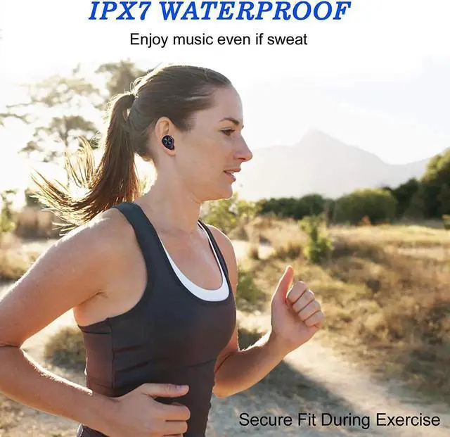 Alt view image 4 of 7 - True Wireless Earbuds with Charging Case, IHDAPP Hi-fi Stereo TWS Wireless Earphone with Bluetooth Microphone, Ipx7 Waterproof in Ear Headphones, BT Cordless Earpiece Black