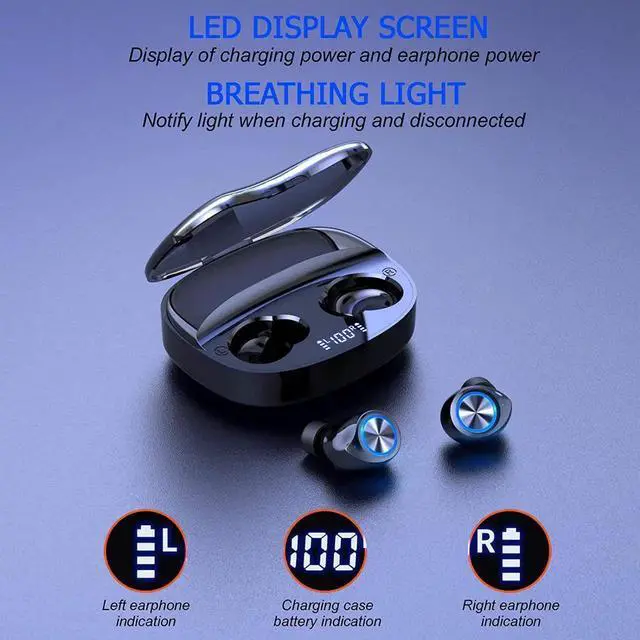 Alt view image 7 of 7 - True Wireless Earbuds with Charging Case, IHDAPP Hi-fi Stereo TWS Wireless Earphone with Bluetooth Microphone, Ipx7 Waterproof in Ear Headphones, BT Cordless Earpiece Black