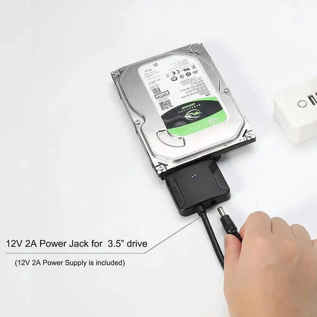 Alt view image 6 of 7 - WISDUM SATA to USB 3.0 Adapter Cable, SATA III Hard Drive Adapter Converter for 3.5/2.5 Inch HDD/SSD with 12V/2A Power Adapter, 17 Inch, External Converter with 12V Power Adapter