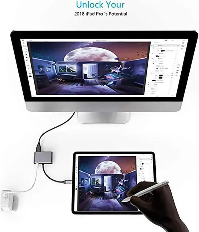 Alt view image 4 of 7 - [4 in 1] USB C Hub with Dual HDMI Port, Type-C Docking Station USB C to Dual HDMI 4K USB 3.0 PD Fast Charging Dual Screen Extend Display USB C Hub Converter for Macbook Laptop Mobile Phone PC