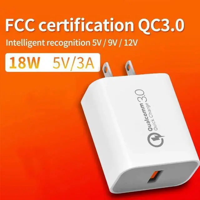 Alt view image 7 of 7 - Quick Charge 3.0 18W USB Wall Charger, QC 3.0 Adapter Portable Travel for Wireless Charger, for iPhone Plug Fast AC Power Adapter Compatible Samsung, iPhone X/8/7, iPad, AirPods Pro More(White)