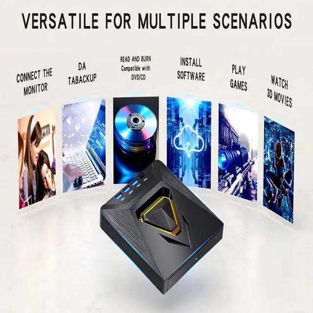 Alt view image 4 of 7 - WISDUM External CD/DVD Drive for Laptops, 7-in-1 External CD/DVD Drive with 4 USB Ports, SD/TF Card Slots, CD/DVD +/-RW Drive, USB 3.0 DVD Burner Compatible with Laptop, Mac, Windows 11/10/8/7, Linux