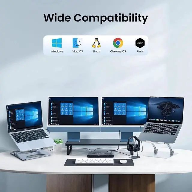 Alt view image 4 of 7 - WISDUM HDMI KVM Switch, 2x1 Type C KVM Switch with 7 USB-A Ports RJ45 Port PD 100W Ports, Extended Display KVM Switch Supports 4K@60Hz for 1 Monitors 2 Computers, with 2 Thunderbolt USB-C 40Gbps Cable