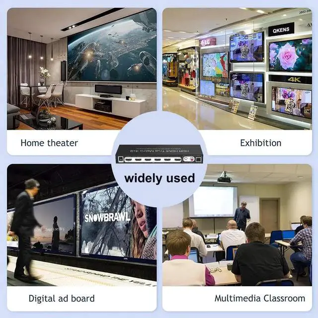 Alt view image 6 of 7 - 8K@60Hz HDMI Matrix Switch 4x2 with ARC, 4 in 2 Out HDMI2.1 Matrix HDMI Video Switcher Splitter+ Optical &L/R Audio Extractor, Support 4K @120Hz HDR10 HDCP2.3 Auto Downscale with IR Remote