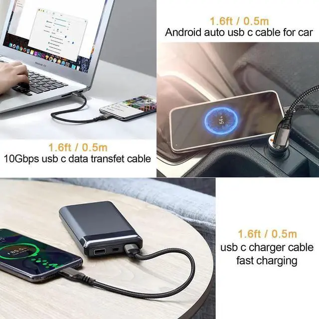 Alt view image 5 of 7 - WISDUM USB A to USB C Cable (2 Pack 1.6FT), USB 3.1/3.2 10Gbps Data Transfer and 60W 3A USB C Fast Charging Cable for Sa-m-su-n-g Galaxy External SSD and Other Type C Phone Laptop PC Devices