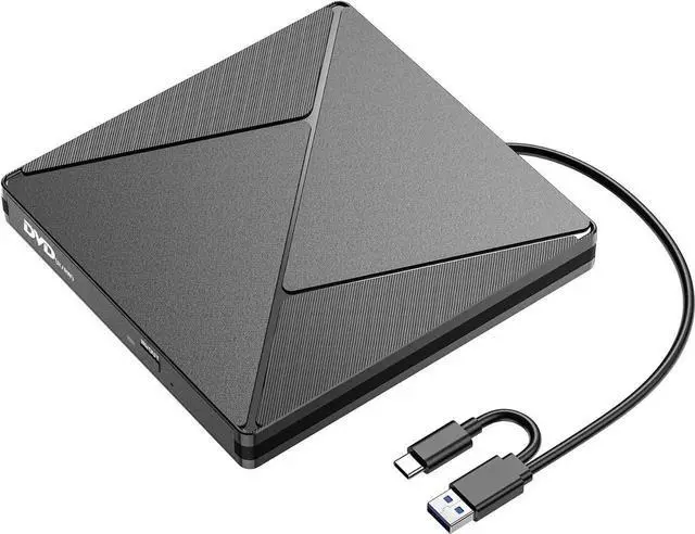 Main image of WISDUM External CD/DVD Drive for Laptop, Portable DVD Player for Laptop,USB 3.0 USB C Portable DVD Reader Writer ROM Drive, CD Burner External Disk Drive Compatible with Windows 11/10/8/7 Linux OS
