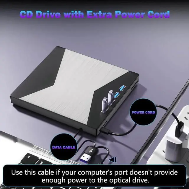 Alt view image 7 of 7 - WISDUM External CD/DVD Drive for Laptop, DVD Player for Laptop, 7 in 1 Ultra-Slim CD Burner with 4 USB Ports and 2 TF/SD Card Slots, External Optical Disk Drive Compatible with Desktop Mac Windows