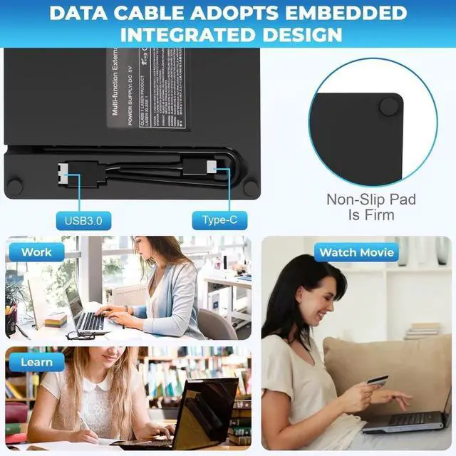 Alt view image 4 of 7 - WISDUM   External CD DVD Drive, Slim CD DVD Rw Reader Disk Drive Portable DVD Player, USB 3.0 and Type-C Optical DVD Drive ROM Burner Rewriter for Laptop PC Mac OS MacBook Windows 10/8/7/XP/Linux