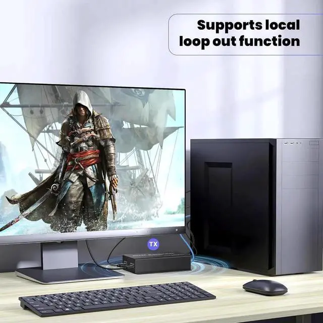 Alt view image 2 of 7 - WISDUM 492FT HDMI KVM USB Extender Kit, 1080P HDMI Ethernet Extender Balun Transmitter Receiver Over Cat 5e/6/7 Cable with Loopout Function-USB Keyboard Mouse, 150M lossless Transmission KVM Extender