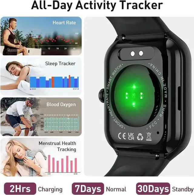 Alt view image 3 of 7 - WISDUM Smart Watch(Answer/Make Call), 1.96" Smartwatch for Men Women, Fitness Activity Tracker with 110+ Sport Modes/Heart Rate/Sleep Monitor/Pedometer, IP68 Waterproof Fitness Watch for Android IOS