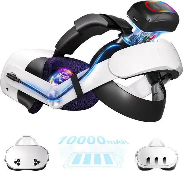 Main image of WISDUM 10000mAh Battery Head Strap for Me-ta Quest 3S/3 with Cool RGB and Magnetic Battery Design, for Quest 3/3s Accessories Extra VR Playtime Premium Comfort & Adjustable, Reduce Facial Stress