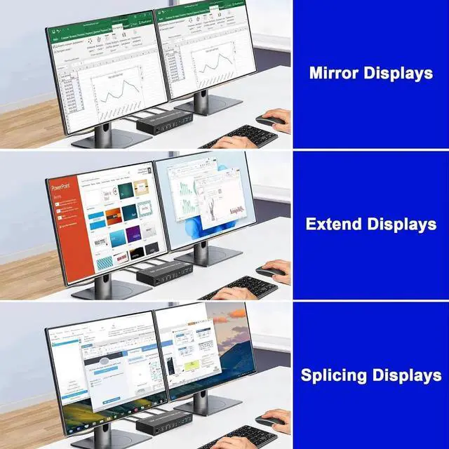 Alt view image 5 of 7 - WISDUM 8K@60Hz Displayport USB 3.0 KVM Switch for 2 Monitors 4 Computer, 4 Port DP1.4 Dual Monitor KVM Switch with Audio Microphone Output and 3 USB 3.0 Ports, 8K DP Monitor Switch for 4 PCs 2 Monitor