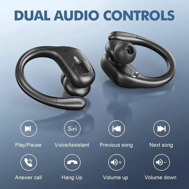 Alt view image 6 of 7 - WISDUM True Wireless Earbuds, Bluetooth Headphones 5.3 HiFi Stereo Ear Buds, 80H Bluetooth Earbuds with Dual LED Display Charging Case, IPX7 Waterproof In Ear Bluetooth Earphones for Android iOS,Black