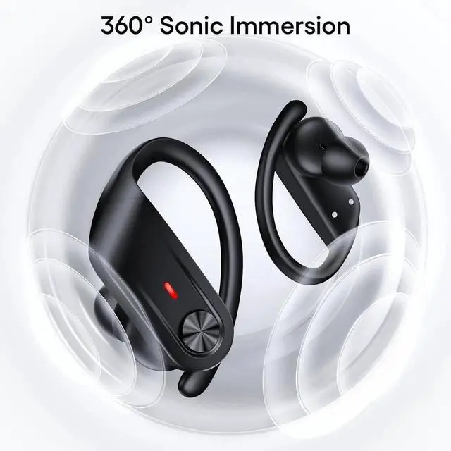Alt view image 2 of 7 - WISDUM Bluetooth Headphones, Wireless Earbuds 80Hrs Playtime, IPX7 Waterproof Digital Display Sport Ear Buds with Earhook Mic in-Ear Earphones, Stereo Sound Earbud for Workout Running Exercise Gym