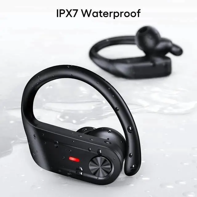 Alt view image 6 of 7 - WISDUM Bluetooth Headphones, Wireless Earbuds 80Hrs Playtime, IPX7 Waterproof Digital Display Sport Ear Buds with Earhook Mic in-Ear Earphones, Stereo Sound Earbud for Workout Running Exercise Gym