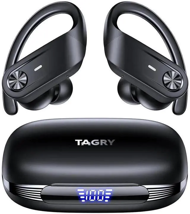 Main image of WISDUM Bluetooth Headphones, Wireless Earbuds 80Hrs Playtime, IPX7 Waterproof Digital Display Sport Ear Buds with Earhook Mic in-Ear Earphones, Stereo Sound Earbud for Workout Running Exercise Gym