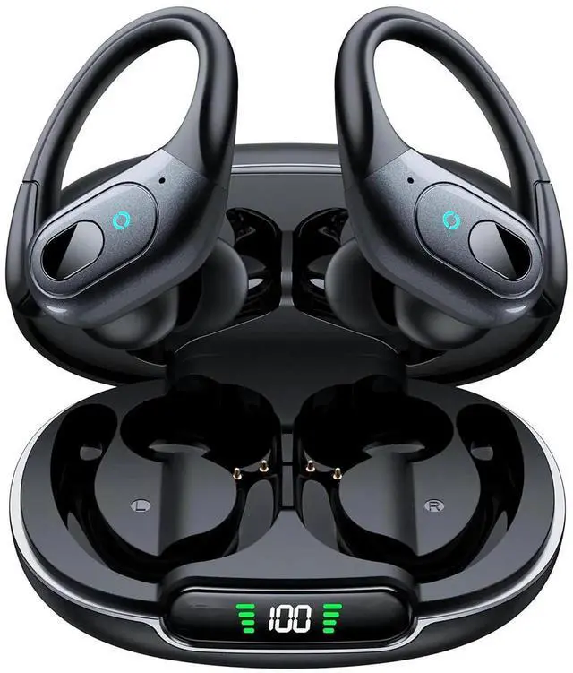 Main image of WISDUM True Wireless Earbuds, Bluetooth 5.3 Sport Wireless Headphone with LED Charging Case, 90H Playback Sweatproof Over Ear Running Ear Buds with Earhooks Workout Bluetooth Earphones for iOS Android