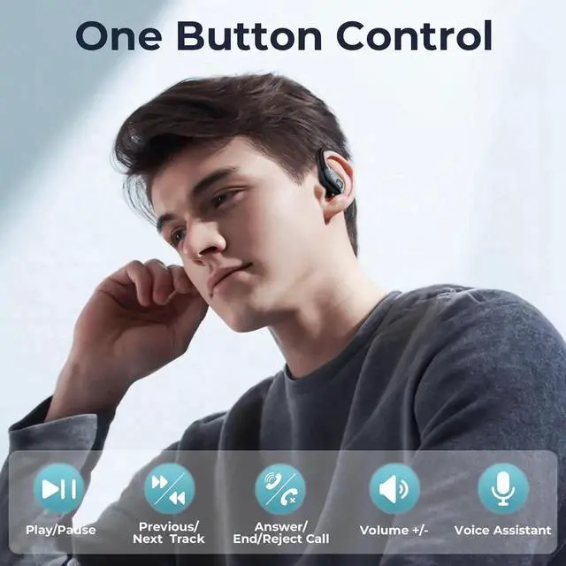 Alt view image 6 of 6 - WISDUM True Wireless Earbuds, Bluetooth 5.3 Sport Wireless Headphone with LED Charging Case, 90H Playback Sweatproof Over Ear Running Ear Buds with Earhooks Workout Bluetooth Earphones for iOS Android