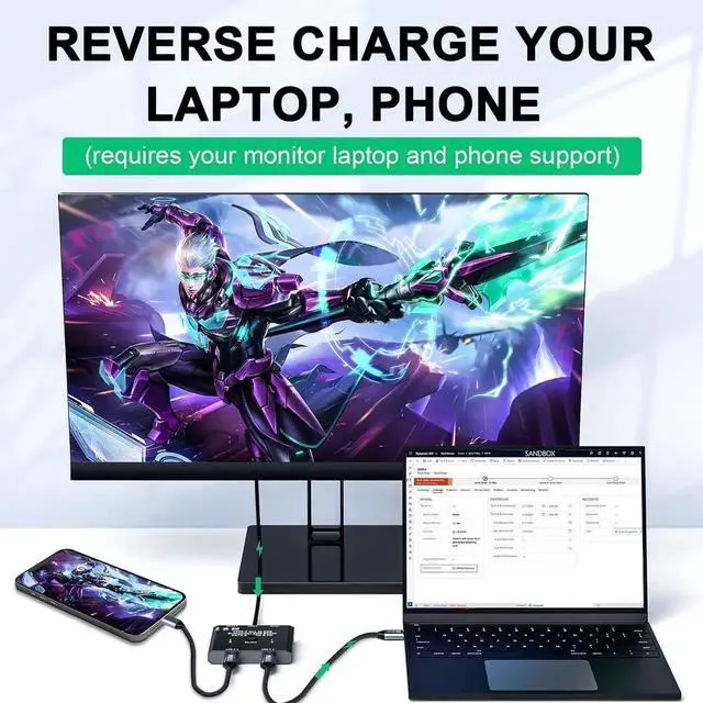 Alt view image 2 of 7 - WISDUM 2 Ports USB C Switch, Bi-Directional [2 in 1 out/1 in 2 Out] USB C Switcher 2 Computers, USB Type C KVM Switch 8K@60Hz 4K@120Hz Video/10Gbps Data Transfer/100W Charging, 2 USB-C Cables Included