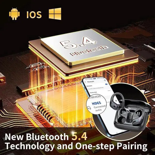 Alt view image 4 of 7 - WISDUM Wireless Earbuds 75hrs Bluetooth 5.4 Headphone Sport, Bluetooth Earbuds Stereo Deep Bass Over Ear Bud with Earhooks, ENC Noise Cancelling Mic, IPX7 Waterproof Earphone for Workout/Running