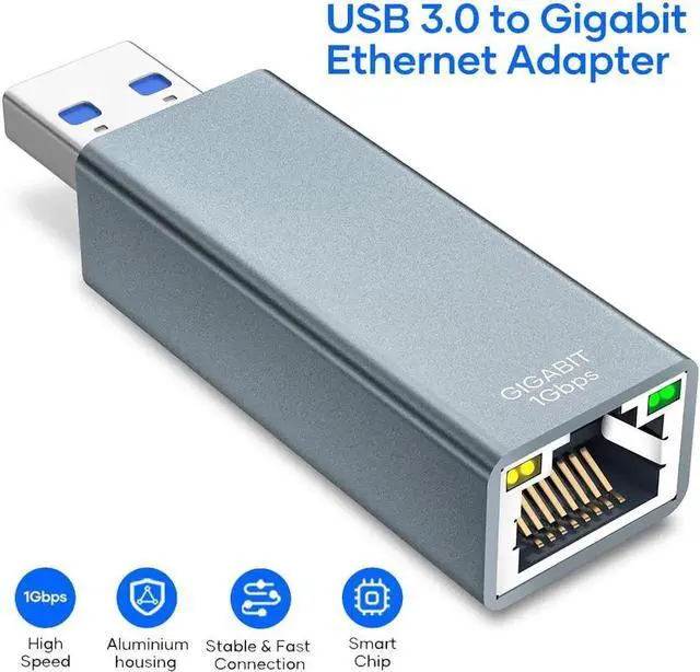 Main image of WISDUM USB to Ethernet Adapter, USB 3.0 to 10/100/1000 Gigabit Wired LAN Network Adapter, RJ45 Internet Adapter Compatible with Mac-Book, Surface, Laptop PC with Windows 11/10/8.1/8/XP, macOS, Linux