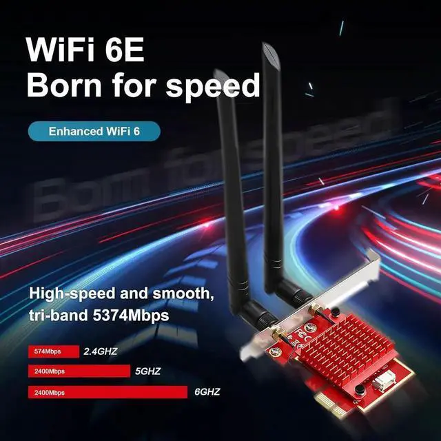 Alt view image 4 of 5 - WISDUM WiFi 6E PCIe Card | In-t-el AX210 Chip | 5400Mbps Tri-Band 2.4GHz/5GHz/6GHz WiFi Adapter| Bluetooth 5.3 | Low Latency Wireless Adapter WiFi Card for Gaming&Streaming | Windows 10/11 Compatible