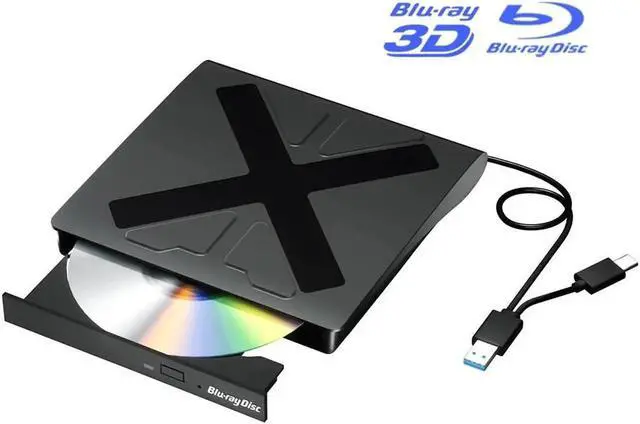 Main image of WISDUM External Blu Ray Drive, USB 3.0 and Type-C Blu Ray Burner Portable Blu Ray DVD/CD/BD Player, 3D Optical Bluray DVD Drive Compatible with Windows XP/7/8/10/11 MacOS for Mac-Book Laptop Desktop