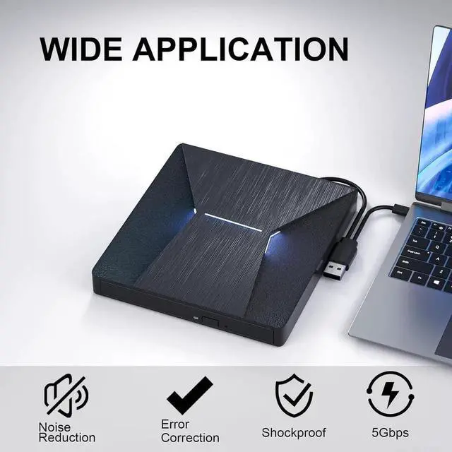 Alt view image 6 of 7 - WISDUM External Blu Ray Drive, USB 3.0 and Type-C External Blu-Ray CD DVD Drive, Blu-ray Reader 3D Slim Optical CD Drive CD/DVD Burner Optical Drive Compatible with Windows XP/7/8/10, Laptop, Desktop