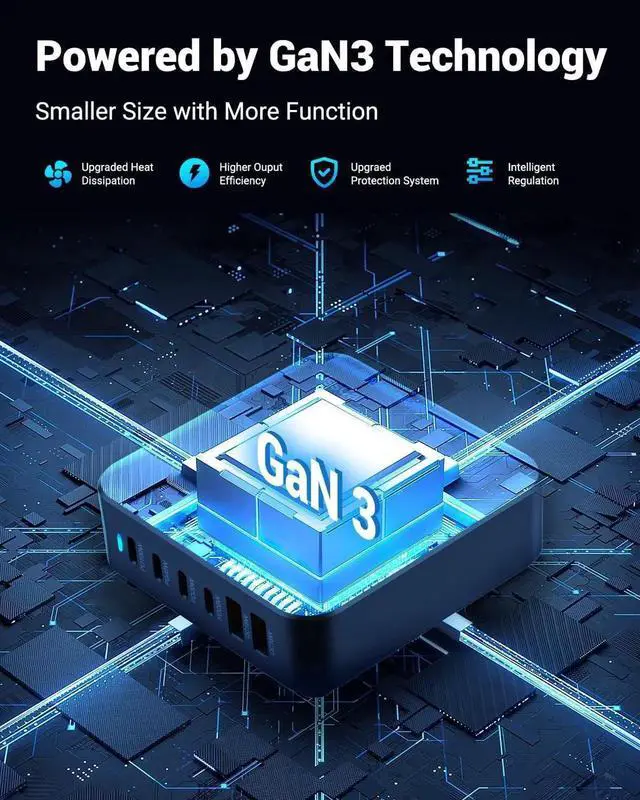 Alt view image 4 of 7 - WISDUM 220W Charging Station for Multiple Devices, GaN III 6-Port USB Charging Station, Max PD 100W Laptop Charger Port Compatible with M-ac-Book Pro/Air, Steam Deck, De-ll, Smartphones etc..