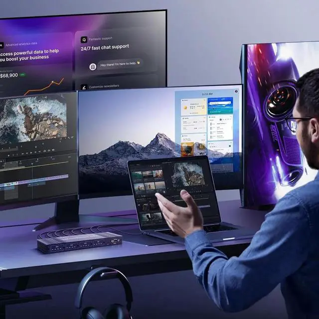 Alt view image 6 of 7 - WISDUM 4x4 HDMI Matrix Switch 4K 30Hz, 4 in 4 Out HDMI Switch with Remote Supports HDR, 3D, HDMI 1.4, HDCP 1.4, Downscaler 4K & 1080P, 4 Way HDMI Splitter Switch for Fire TV Stick, X-boX, PS4/5