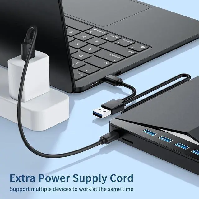 Alt view image 6 of 7 - WISDUM External CD/DVD Drive for Laptop, 7-in-1 USB 3.0 & Type C Portable External CD DVD Burner Optical DVD Drive with SD/TF Card Reader & 4-Port USB Hub, Compatible with Windows, Mac OS, Linux